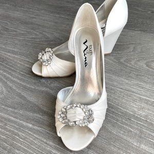 Ivory Dorsay Style Wedge Bridal Shoe